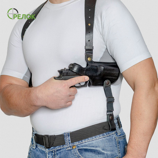 Кобура A-line 1КП2+ шкіряна, підплечна з подсумком під магазин для Форт-17