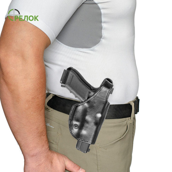 Кобура поясна A-line К8е для Glock-17, шкіряна формована тришарова Кобура поясна A-line К8е для Glock-17, шкіряна формована тришарова