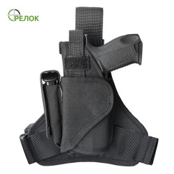 Кобура універсальна, стегнова, з підсумком для магазину A-line СМ16 чорна для шульги