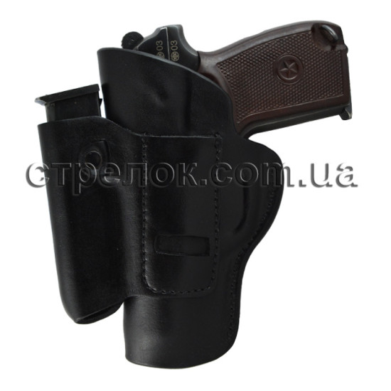 Кобура внутрибрючная A-line К1+ для ПМ с подсумком под магазин, кожаная формованная