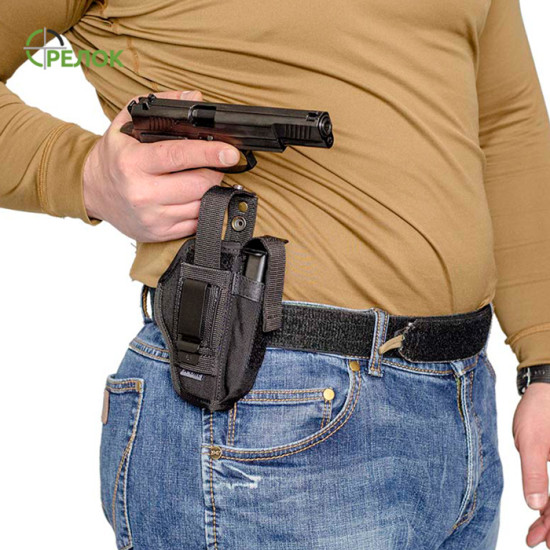 Кобура поясна A-line Т5 для ПМ з підсумком під магазин чорна Кобура поясна A-line Т5 для ПМ з підсумком під магазин чорна