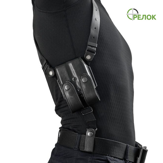 Кобура шкіряна A-line 1КП2+2м підплечна з підсумком під 2 магазини для Glock