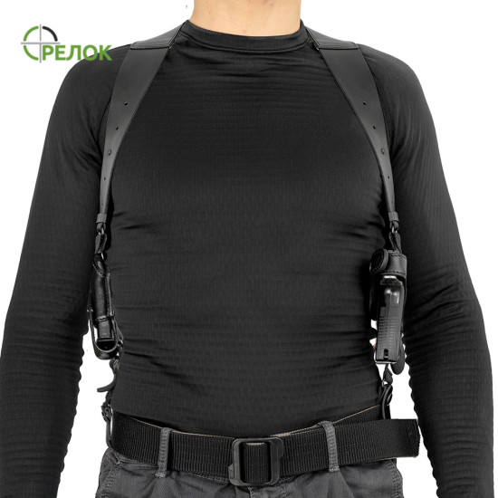 Кобура A-line 1КП2+ шкіряна, підплечна з подсумком під магазин для Glock