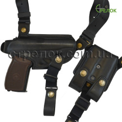 Кобура шкіряна A-line 1КП2+2м підплечна з подсумком під 2 магазини для ПМ
