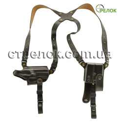 Кобура шкіряна A-line 1КП2+2м підплечна з подсумком під 2 магазини для Форт-17