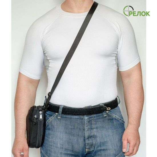 Сумка синтетическая плечевая/поясная с кобурой A-line А14, черная