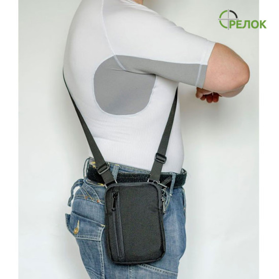 Сумка синтетическая плечевая/поясная с кобурой A-line А14, черная