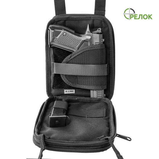 Сумка кожаная плечевая с кобурой A-line А24, черная Сумка кожаная плечевая с кобурой A-line А24, черная