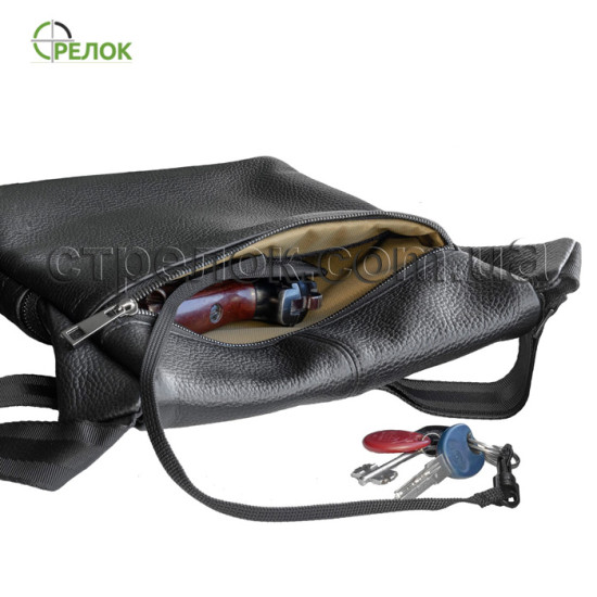 Сумка шкіряна плечова з кобурою A-line А40, чорна