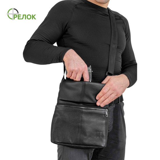 Сумка шкіряна плечова з кобурою A-line А40, чорна