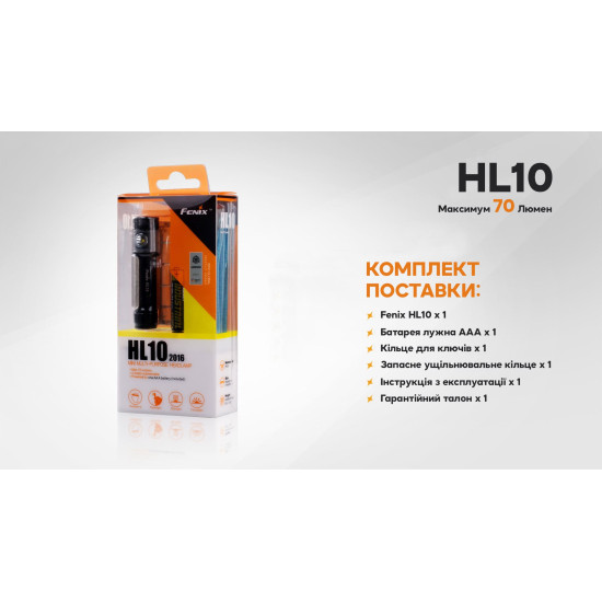 Налобний/ручний ліхтар Fenix HL10, чорний