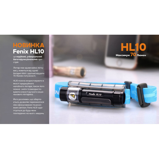 Налобний/ручний ліхтар Fenix HL10, чорний