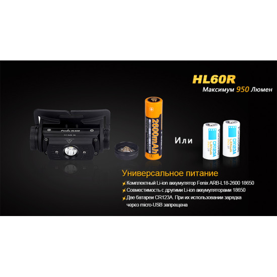 Налобний ліхтар Fenix HL60R