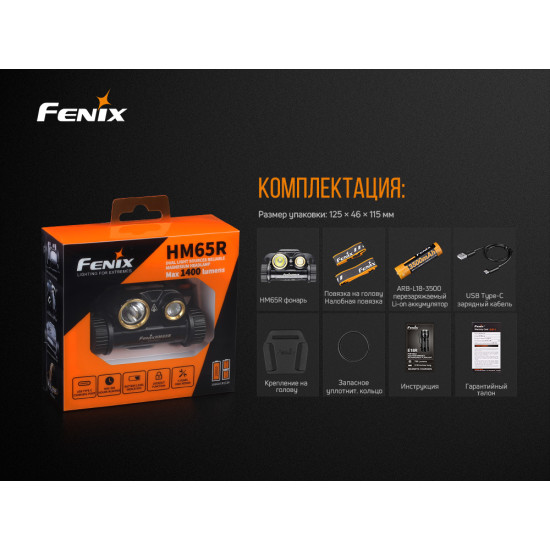 Налобний ліхтар Fenix HM65R
