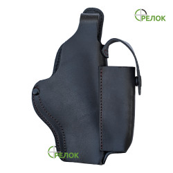 Кобура поясна Стрілок для Glock-17 з підсумком під магазин, шкіряна