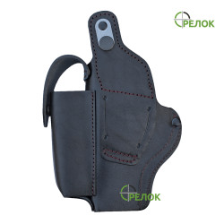 Кобура поясна Стрілок для Glock-17 з підсумком під магазин, шкіряна