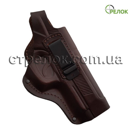 Кобура поясная для Beretta 92, кожаная формованная со скобой КОРИЧНЕВАЯ