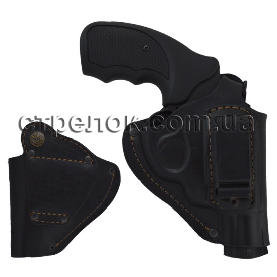 Кобура поясная для револьвера, кожаная формованная со скобой