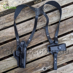 Кобура підплічна/поясна для Beretta 92 із чохлом під магазин шкіряна формована Кобура підплічна/поясна для Beretta 92 із чохлом під магазин шкіряна формована