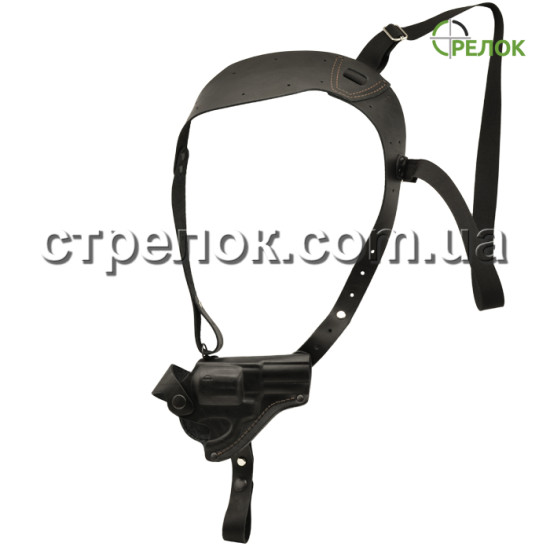 Кобура підплечна/поясна Стрелок для револьвера 3", формована шкіряна ЧОРНА