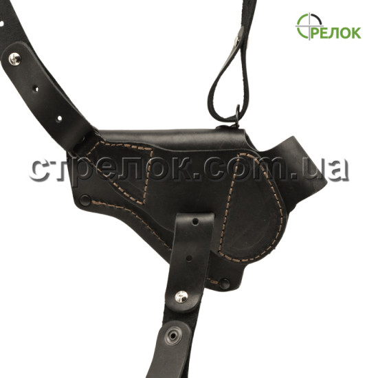 Кобура підплечна/поясна Стрелок для револьвера 3", формована шкіряна ЧОРНА