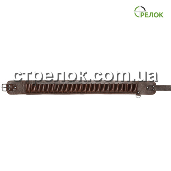 Патронташ однорядный открытый (16 калибр, 24 ячейки), коричневый Патронташ однорядный открытый (16 калибр, 24 ячейки), коричневый