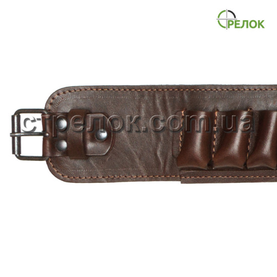 Патронташ однорядный открытый (16 калибр, 24 ячейки), коричневый Патронташ однорядный открытый (16 калибр, 24 ячейки), коричневый