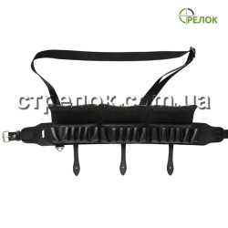 Патронташ Медан 2001 с тиснением двухрядный закрытый (12 калибр, 36 ячеек), черный