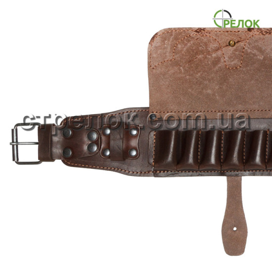 Патронташ однорядный закрытый (12 калибр, 21 ячейка) коричневый Патронташ однорядный закрытый (12 калибр, 21 ячейка) коричневый