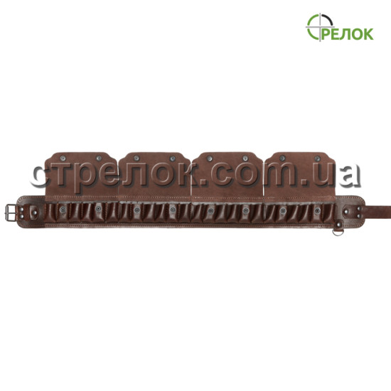 Патронташ однорядный закрытый (12 калибр, 24 ячейки) коричневый Патронташ однорядный закрытый (12 калибр, 24 ячейки) коричневый