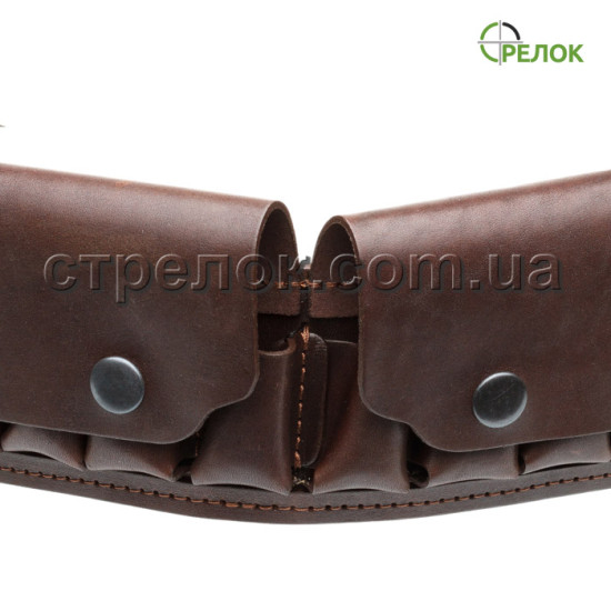 Патронташ однорядный закрытый (12 калибр, 24 ячейки) коричневый Патронташ однорядный закрытый (12 калибр, 24 ячейки) коричневый