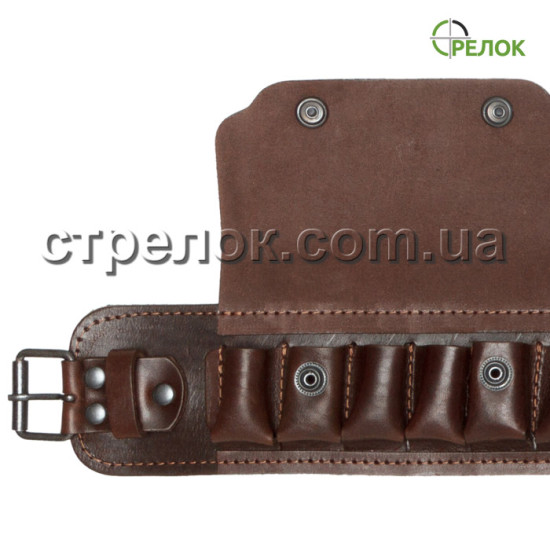 Патронташ однорядный закрытый (12 калибр, 24 ячейки) коричневый Патронташ однорядный закрытый (12 калибр, 24 ячейки) коричневый