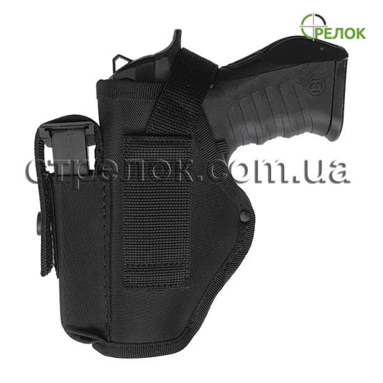 Кобура поясная Стрелок для Blow TR92 с подсумком под магазин, черная Кобура поясная Стрелок для Blow TR92 с подсумком под магазин, черная