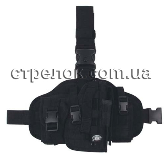 Кобура набедренная MFH с платформой и подсумками, черная Кобура набедренная MFH с платформой и подсумками, черная