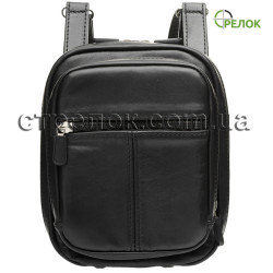 Сумка кожаная плечевая/поясная с кобурой Медан 1405, черная