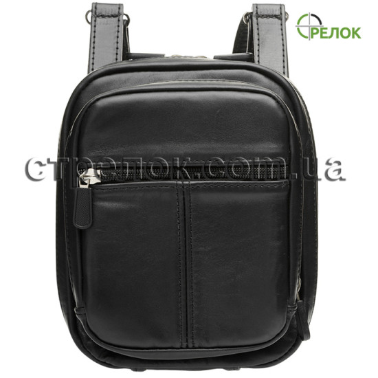 Сумка кожаная плечевая/поясная с кобурой Медан 1405, черная Сумка кожаная плечевая/поясная с кобурой Медан 1405, черная