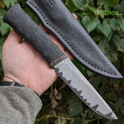 Ніж ручної роботи Хантер №451 (сталь S390 в обкладинках із дамаску)