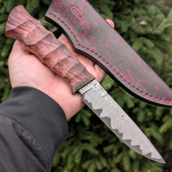 Ніж ручної роботи Хантер №455 (сталь S390 в обкладинках із дамаску)
