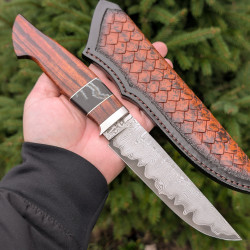 Ніж ручної роботи Хантер №459 (сталь У10А в обкладинках із дамаску)