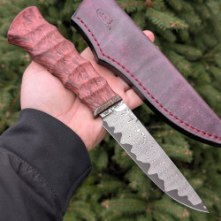 Ніж ручної роботи Хантер №462 (сталь S390 в обкладинках із дамаску)
