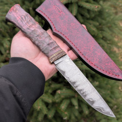 Ніж ручної роботи Хантер №465 (сталь У10А в обкладинках із дамаску)