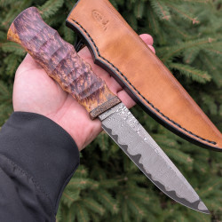 Ніж ручної роботи Хантер №469 (сталь Vanadis 8 в обкладинках із дамаску)