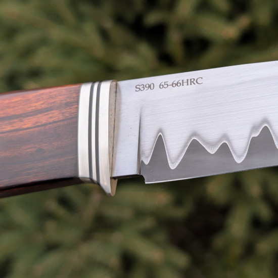 Ніж ручної роботи Хантер №470 зі сталі S390 (ламінат San Mai)
