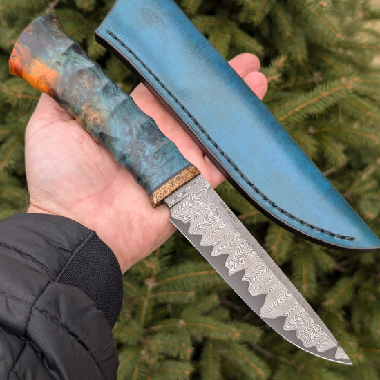 Ніж ручної роботи Hanter №472 – сталь S390, San-Mai у дамаску