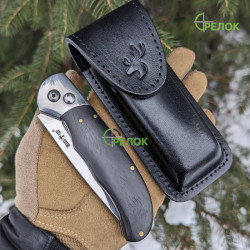 Ніж викидний GW 5092 Black з шкіряним чохлом