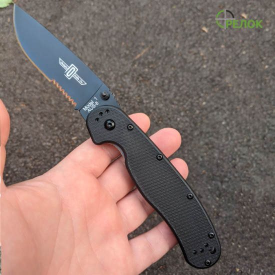 Нож складной Ontario RAT1 BS Black (полусеррейтор)