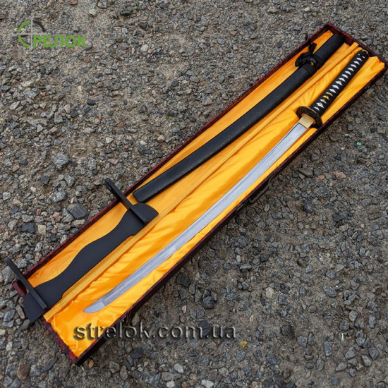 Самурайський меч катана (травлення під дамаск) в подарунковій коробці