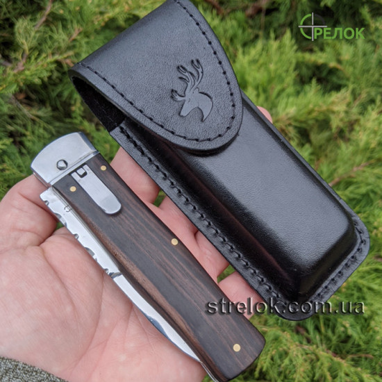 Ніж викидний GW 8072 зі шкіряним чохлом