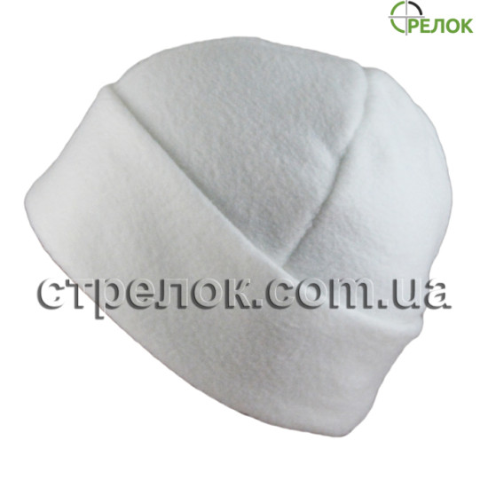 Шапка флисовая с отворотом, белая