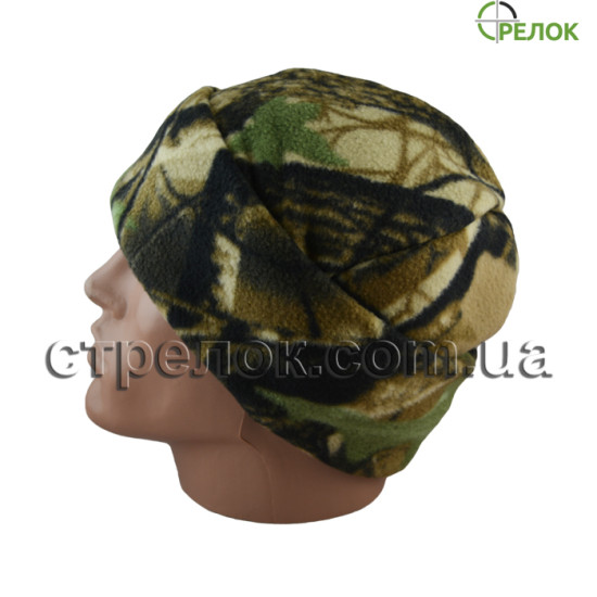Шапка флисовая с отворотом, лесной камуфляж
